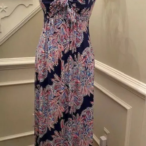 Lilly Pulitzer Small Blue and Pink Maxi Dress EUC Hot! - Picture 5 of 7